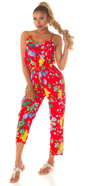 Trendy uommer Overall with floral print Red